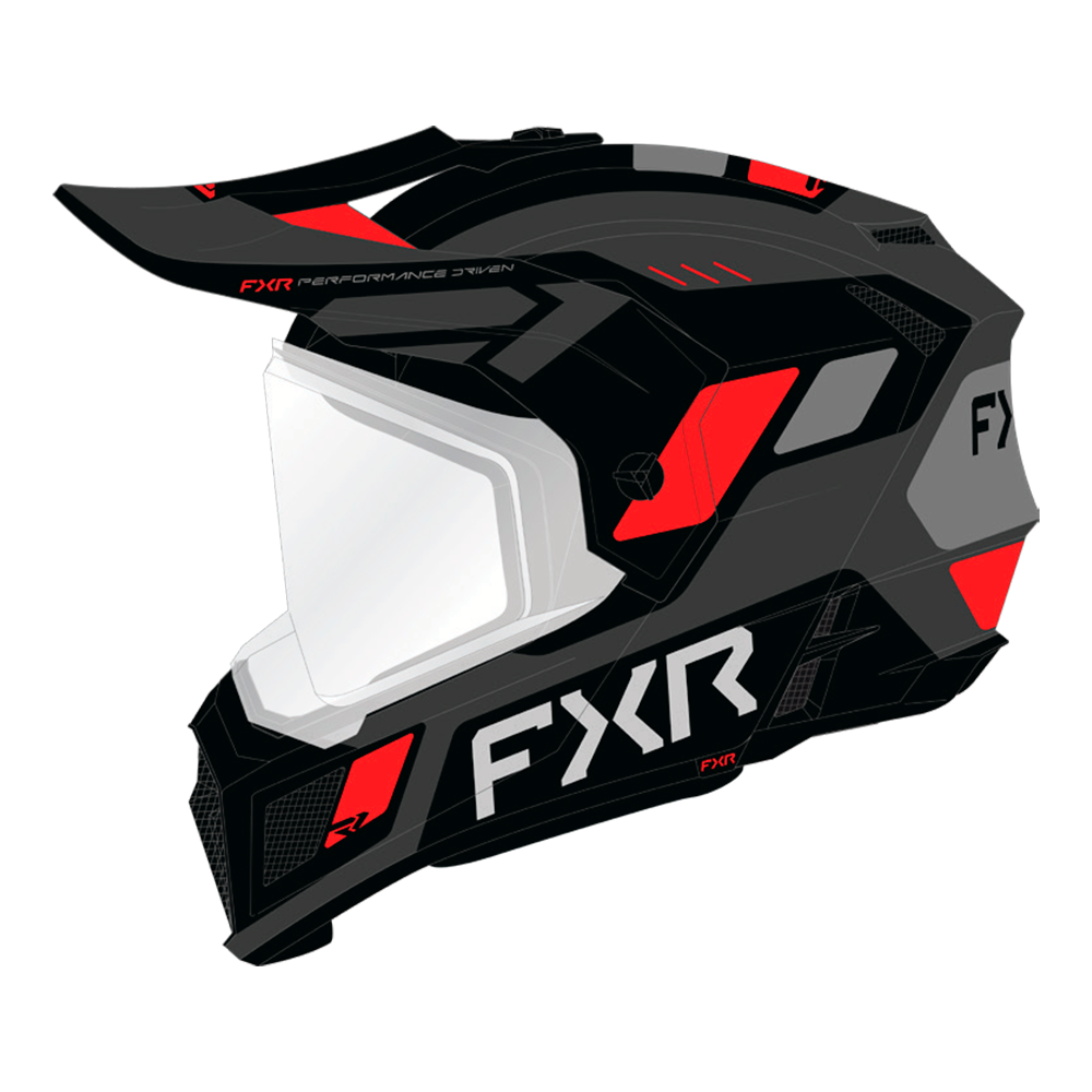 Шлем FXR Clutch w/ E Shield с подогревом Black/Red, 2XL