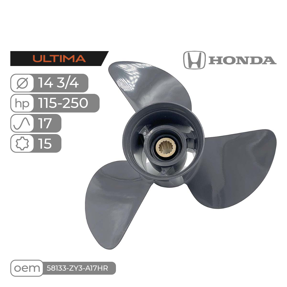 Винт гребной Skipper Ultima для Honda 115-250HP нержавеющий, диаметр 14 3/4", шаг 17"