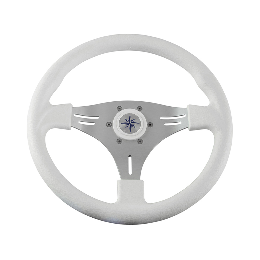 Колесо рулевое MANTA, спицы серебряные 355 мм, белый