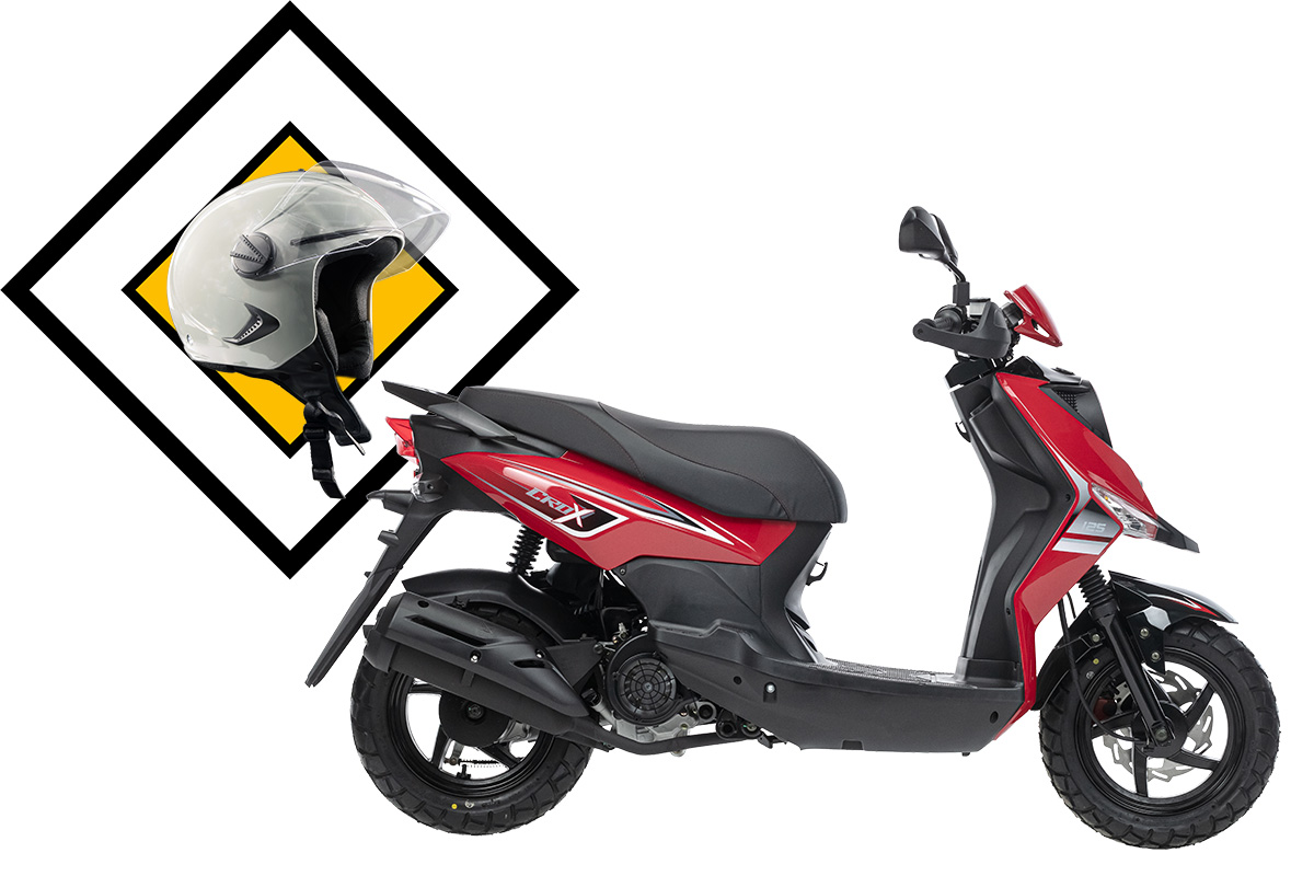 Скутер SYM CROX 125 Красный + мотошлем SYM серый, арт. AE12W8-RU-R-086-BK-5560S_set